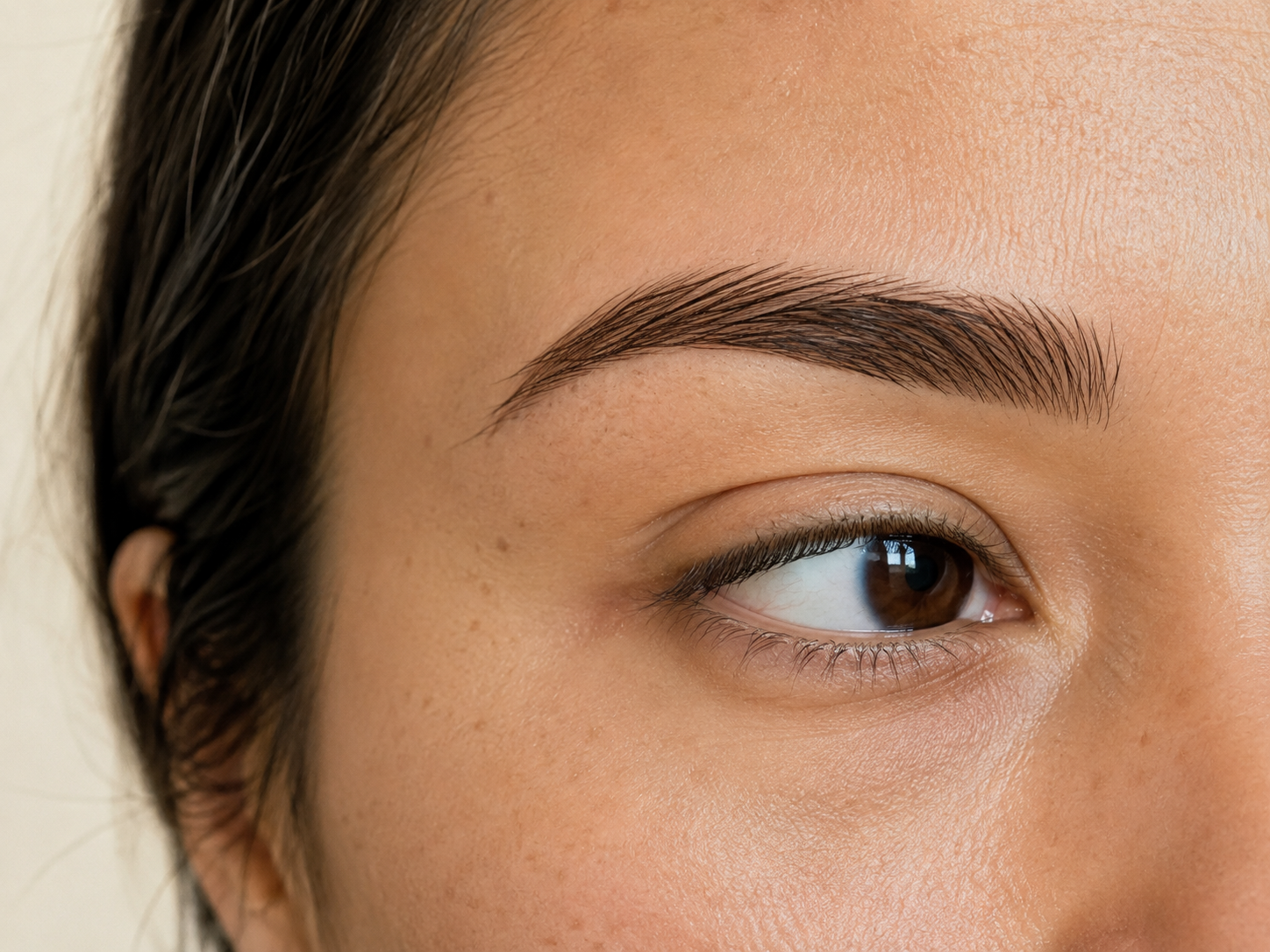 Närbild av välgjord microblading på ögonbryn