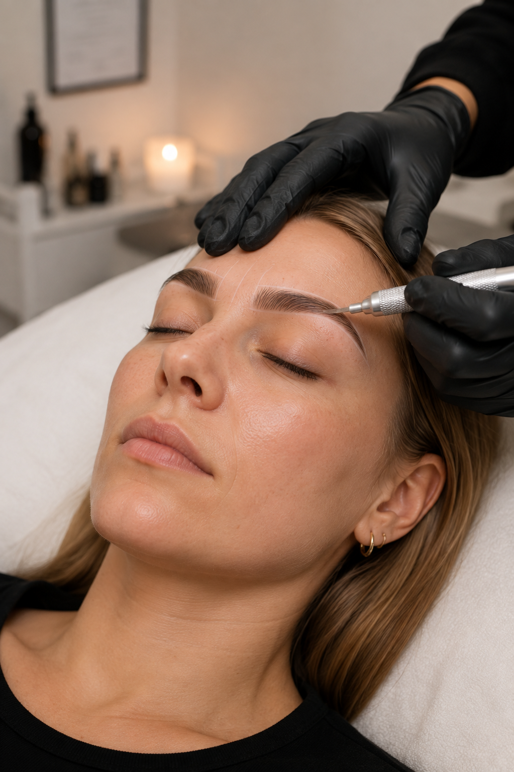 Microblading-behandling där pigment läggs strå för strå